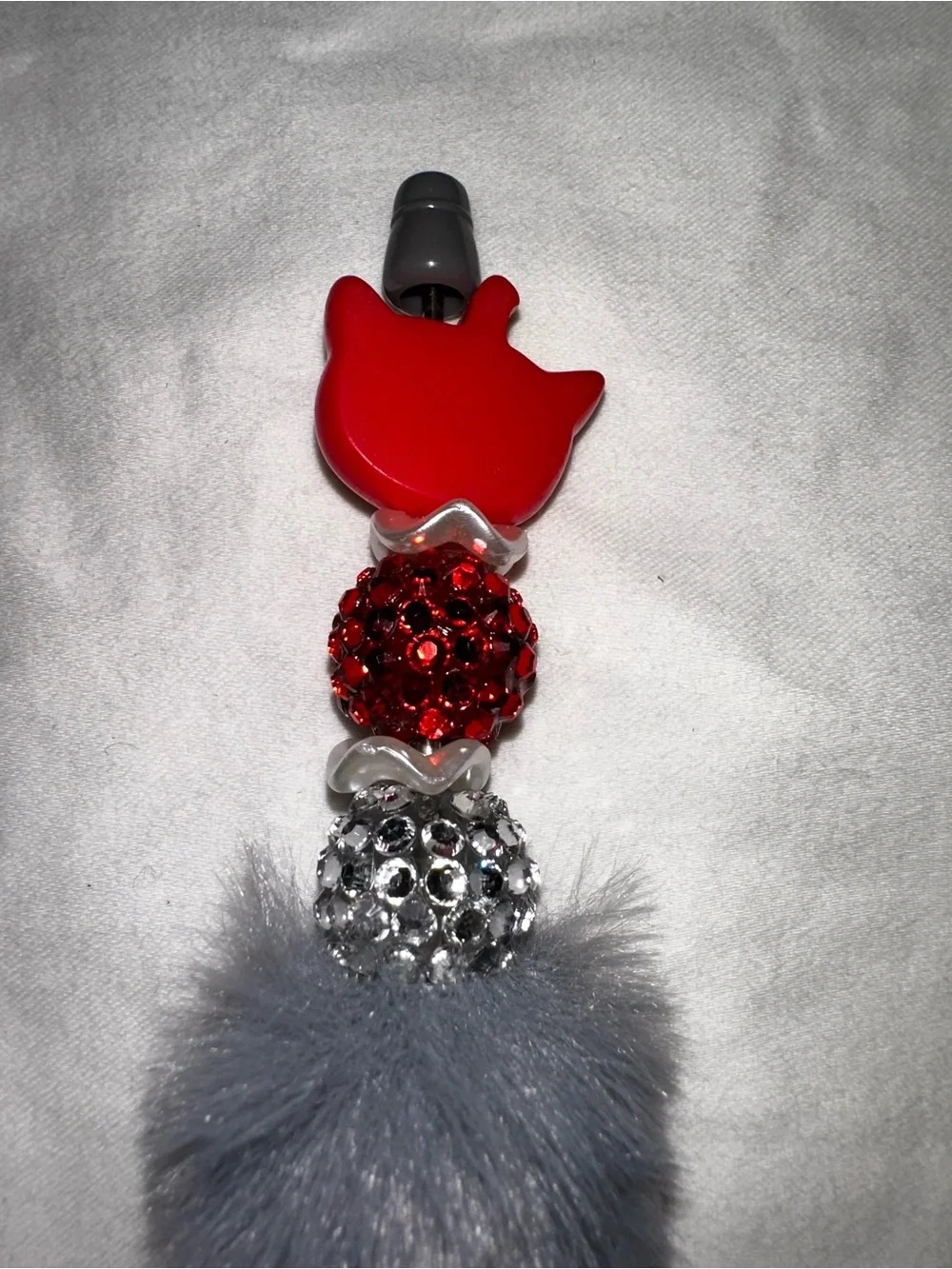 Cute Grey Fuzzy Cat Top Custom Made Pen